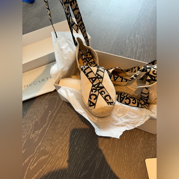 Stella McCartney Gaia Logo Ankle Wrap Espadrille Flats - Picture 3 of 8